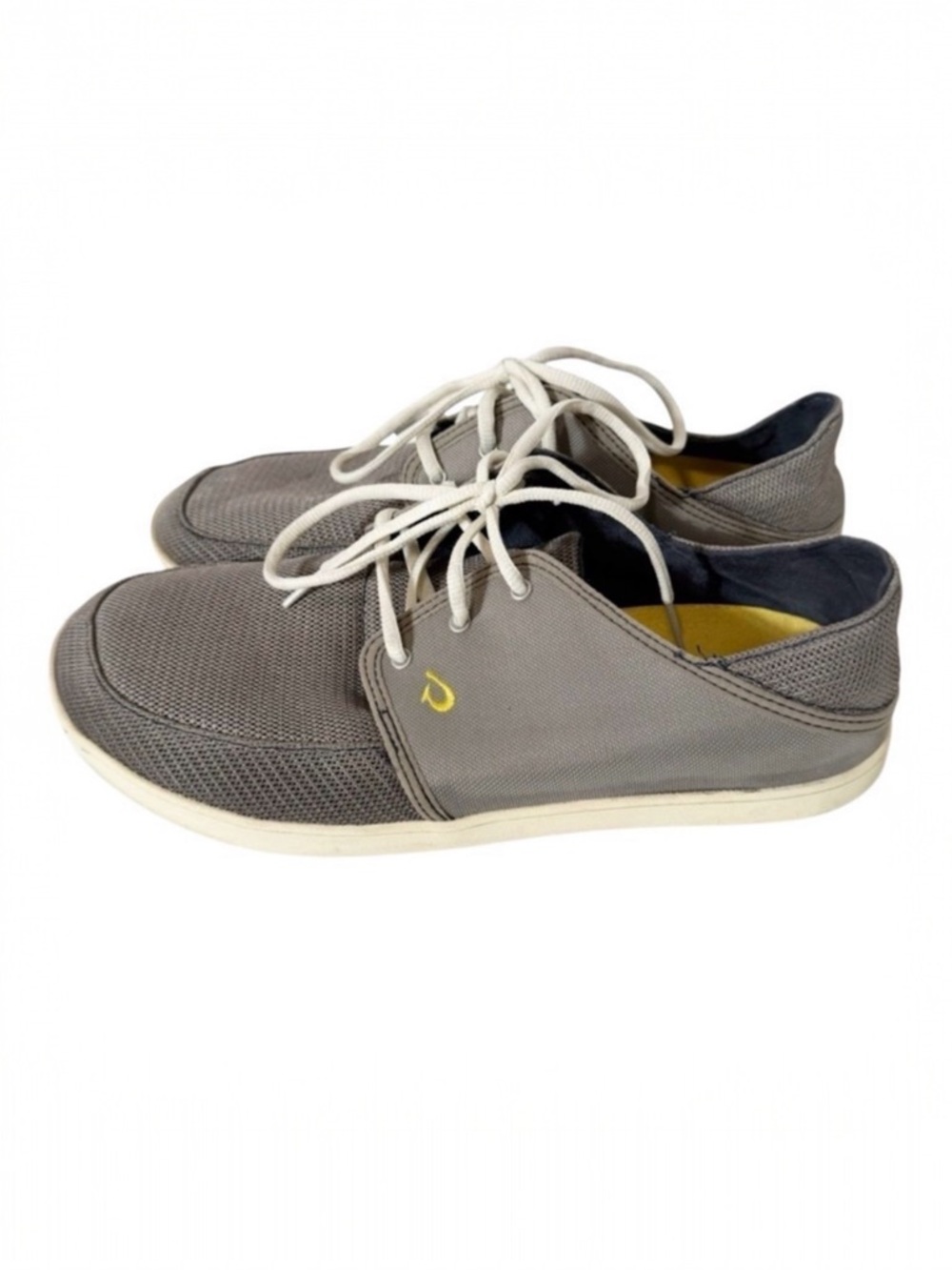 Olukai Mens Nohea Mesh Lightweight Gray Lace Slip On Boat Shoe Sneakers Size 11